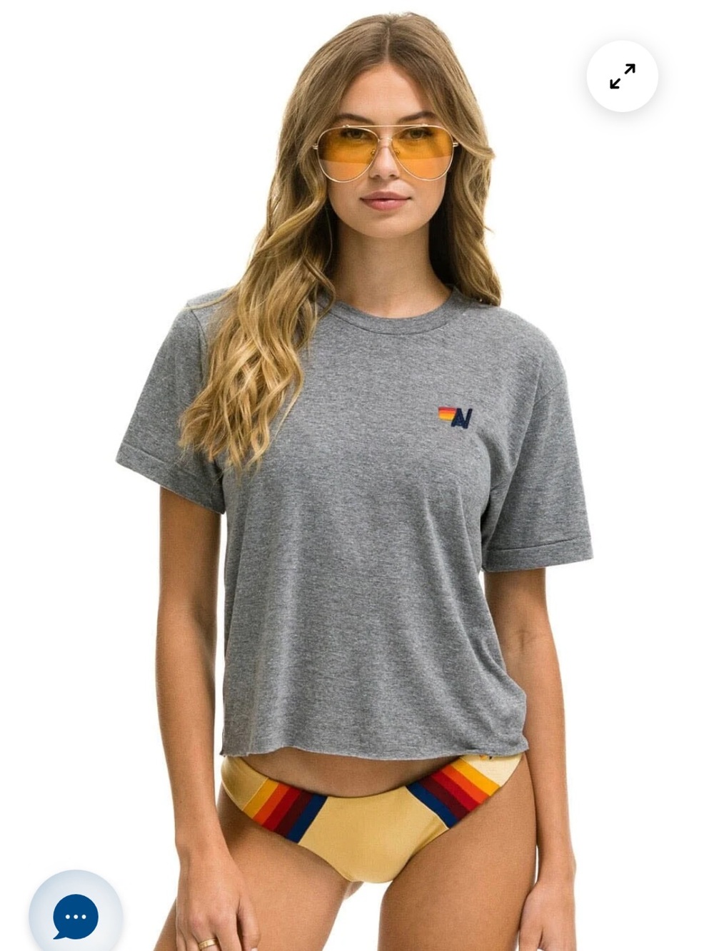 AVIATOR NATION BASIC BOYFRIEND TEE - HEATHER GREY - XS